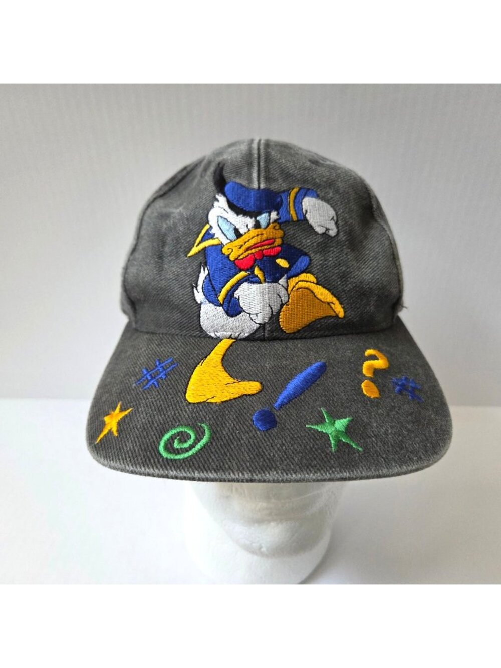 Vintage Goofys Hat Co Mad Angry Donald Duck Gray Embroidered Snapback Cap